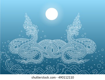 naga of thai tradition outline