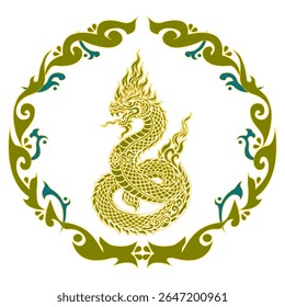 Naga vector image, a unique Thai art.