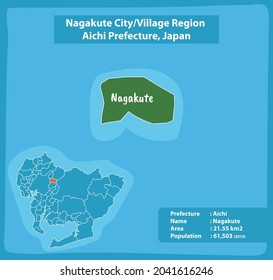 Nagakute City Village Region Aichi Prefecture Map, Japan