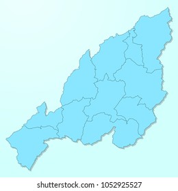 Mapa azul de Nagaland sobre el vector de fondo degradado