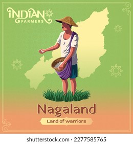 Granjero de Nagaland - Una vibrante ilustración vectorial que ilustra la resiliencia y el duro trabajo de la agricultura india