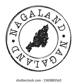Nagaland India Map Postmark. Silhouette Postal Passport. Stamp Round Vector Icon. Vintage Postage Design.