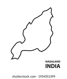 Nagaland india outline vector map
