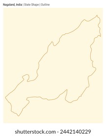 Nagaland, India. Simple vector map. State shape. Outline style. Border of Nagaland. Vector illustration.