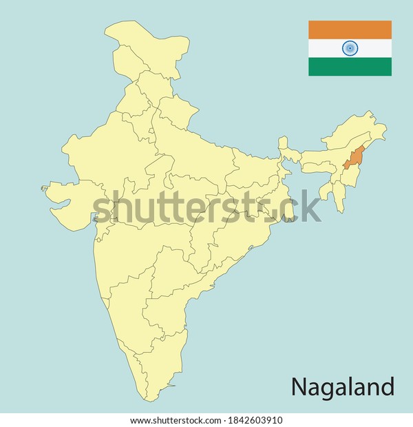 Nagaland Map India State Borders Stock Vector (Royalty Free) 1842603910 ...