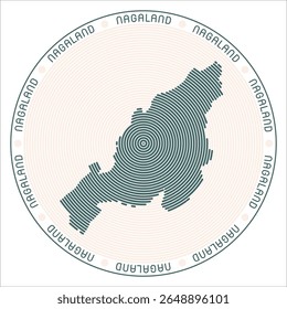 Design de logotipo redondo Nagaland. Forma de estado de anéis. Texto de Nagaland em todo o estado. Ilustração de vetor.