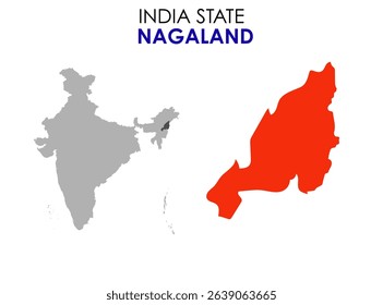 Nagaland state map of India. Nagaland map vector illustration. Nagaland vector map on white background.