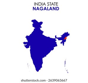 Nagaland state map of India. Nagaland map vector illustration. Nagaland vector map on white background.