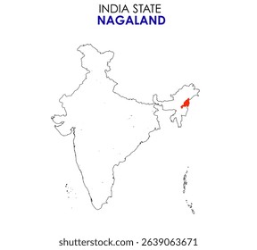 Nagaland state map of India. Nagaland map vector illustration. Nagaland vector map on white background.