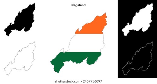 Conjunto de mapas esquemáticos del estado de Nagaland