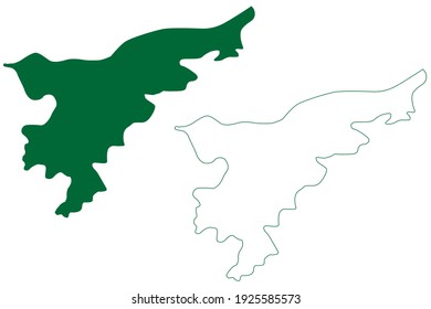 Nagaon District (Assam State, Republic Of India) Map Vector Illustration, Scribble Sketch Nagaon Map