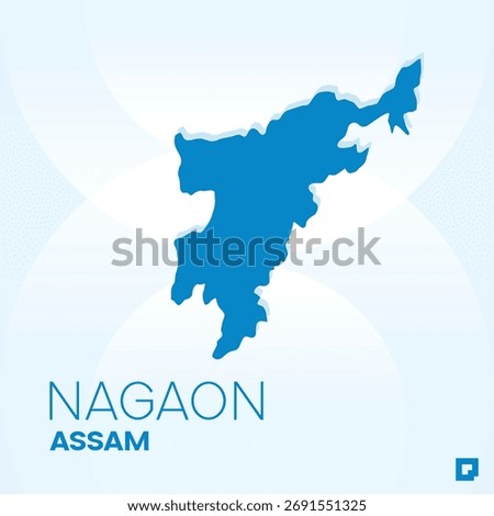 NAGAON District Map, Assam, India – Editable Vector Outline.