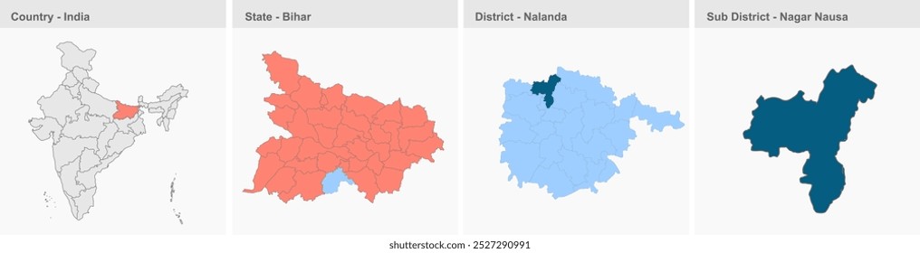 Nagar Nausa map (District Nalanda,State Bihar, Republic of India), Nalanda District, Bihar State, Republic of India, Government of Bihar, Indian territory, Eastern India, politics, village, tourism