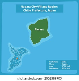 Nagara City Village Region Chiba Prefecture Map, Japan