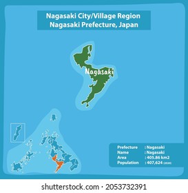 Nagasaki City Village Region Nagasaki Prefecture Stock Vector (Royalty ...