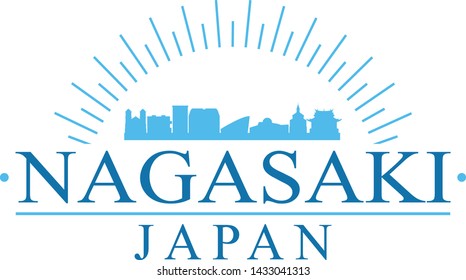 Nagasaki Japan. Banner Design. City Skyline. Silhouette Vector. Famous Monuments.