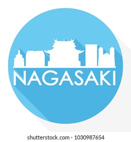 Nagasaki Japan Flat Icon Skyline Silhouette Design City Vector Art Logo.
