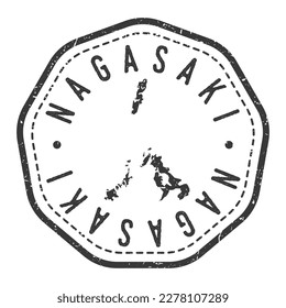 Nagasaki, Japan Map Stamp Retro Postmark. Silhouette Postal Passport. Seal Round Vector Icon. Badge Vintage Postage Design.