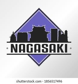 Nagasaki, Japan Skyline Logo. Adventure Landscape Design Vector Illustration.