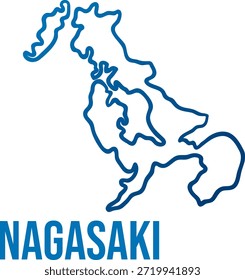 Mapa minimalista de Nagasaki. Fronteras de mapa de prefectura simplificadas