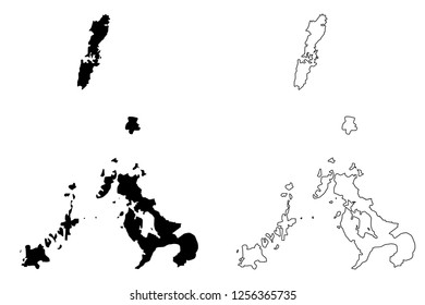 Nagasaki Prefecture (Administrative divisions of Japan, Prefectures of Japan) map vector illustration, scribble sketch Nagasaki map