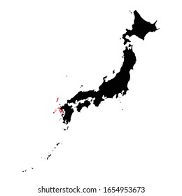 Nagasaki prefecture highlighted on Japan map Vector EPS 10
