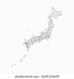 Nagasaki Prefecture highlighted on Japan map