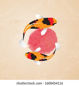 Nagashima fish koi. Fish Koi Illustration. Concept for Fish Koi. Flat style vector illustration isolated on colour background, suitable for wallpaper, banner, book illustration