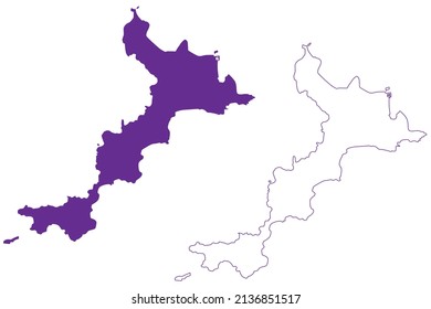 Nagashima island (Japan, East Asia, Japanese archipelago, Yamaguchi) map vector illustration, scribble sketch Nagashima map