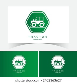 Nagetive Space Agriculture Tractor Logo Design Template.
