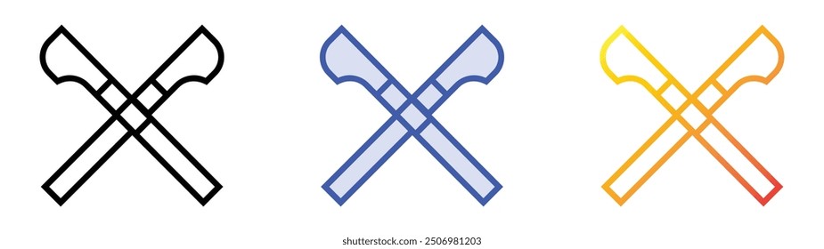 naginata icon. Linear, Blue Fill and Gradient Style Design Isolated On White Background