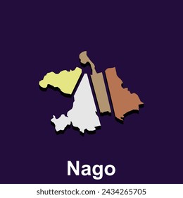Nago City Vector Illustration, map of Japan with prefecture names