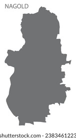Mapa de la ciudad de Nagold German con forma de silueta de ilustración gris