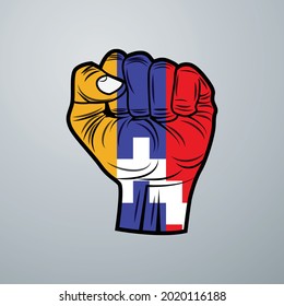 Nagorno Karabakh Flag with Hand Design isolated on white background. Vector illustration