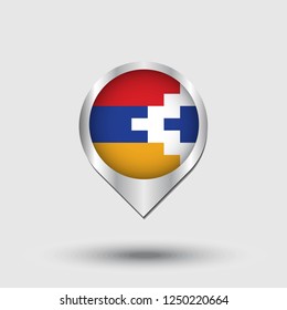 Nagorno Karabakh flag map pointer with shadow. Vector illustration
