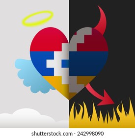 Nagorno Karabakh Republic background of a heart half demon half angel