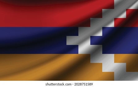 nagorno karabakh republic flag waving. Background for patriotic and national design. Vector illustration
