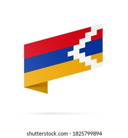 Flaggenstaatssymbol Nagorny-Karabach einzeln auf nationalem Hintergrund. Grußkarte Nationaler Unabhängigkeitstag Republik Artsakh Berg-Karabach. Illustrationsbanner mit realistischer Staatsflagge.