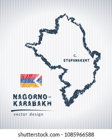 Nagorno-Karabakh national vector drawing map on white background