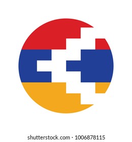 Nagorno-Karabakh Republic flag button - vector illustration.