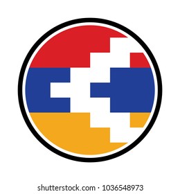 Nagorno-Karabakh Republic flag button - vector illustration.