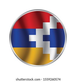 Nagorno-Karabakh Republic flag button - vector illustration.