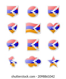 Nagorno-Karabakh - set of country flags in the form of stickers of various shapes. Vector illustration