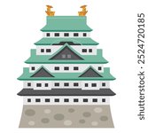 Nagoya Castle simple vector illustration