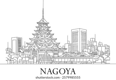 Nagoya City Line Draw Simple Minimalist