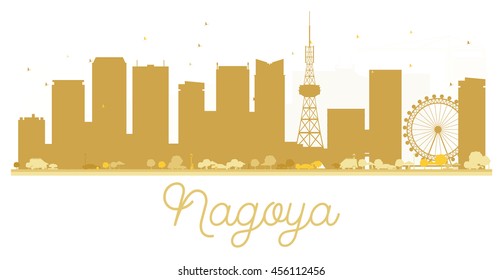 Nagoya City skyline golden silhouette. Vector illustration. 