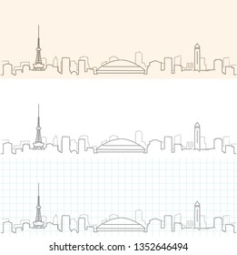 Nagoya Hand Drawn Skyline