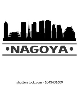 Nagoya Japan Skyline Silhouette Stamp City Design Vector Art Template