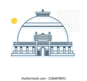 Nagpur City - Deekshabhoomi -  Icon Illustration As EPS 10 File 