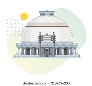 Nagpur City - Deekshabhoomi -  Icon Illustration As EPS 10 File 